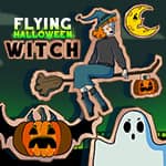 ハロウィーンの空飛ぶ魔女