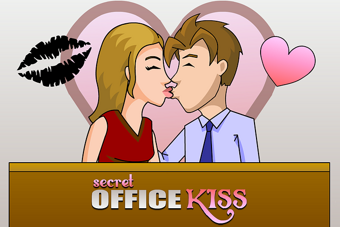 オフィスでキス